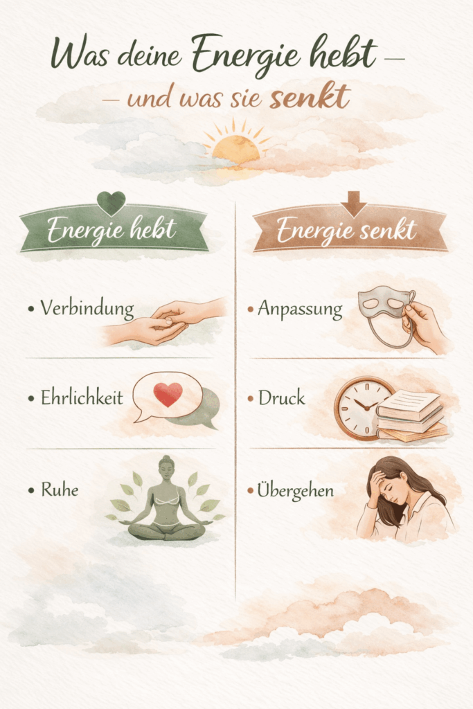 Übersicht, was Energie hebt und was Energie senkt